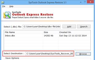 SysTools Outlook Express Restore screenshot 3
