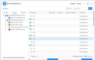 Screenshots of RecoverXData - scanning results