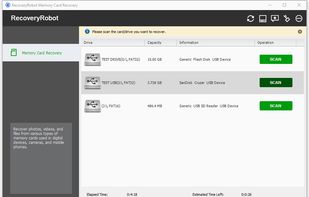 RecoveryRobot Memory Card Recovery - Scan in Progress