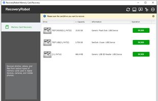 RecoveryRobot Memory Card Recovery - Memory Card List