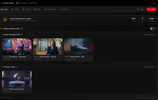 The client's own portal, opened with a magic link - no account to create. It shows only what was shared with them, grouped by project, with whatever is still awaiting review at the top.