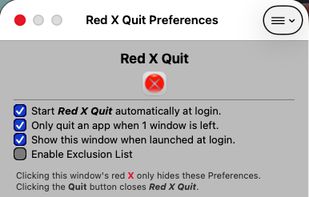 Red X Quit preferences