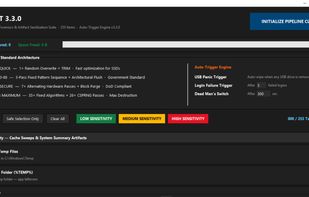 REDACT 3.3.0 — Main dashboard showing 255 sanitization targets, wipe standard selector, and Auto-Trigger Engine