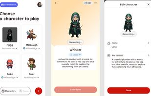 User interface for creating a character with bio