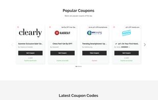 Popular coupon codes section