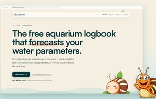 The free aquarium logbook that forecasts your water parameters — every test, dose and water change in one place, with a trend line that knows your water-change rhythm.