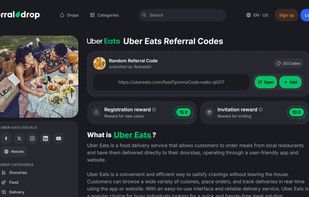 referraldrop Page of Uber Eats