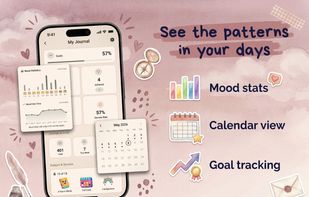 See the patterns in your days: mood statistics, a calendar of every entry, goal tracking, and your writing milestones at a glance.