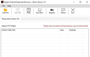 Regain Outlook Duplicate Remover Software screenshot 1