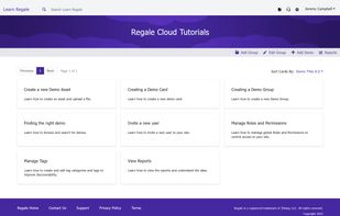 A Regale site open to a page listing available demos.