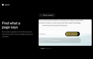 Put words in quotes to find the sections that show them, from a headline down to a button.