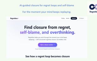 Main Dashboard: AI-guided conversation for regret processing.