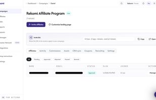 Affiliate marketing dashboard