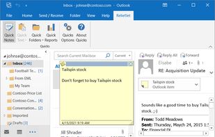 ReliefJet Quick Notes for Outlook screenshot 1
