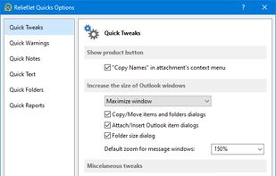 ReliefJet Quick Tweaks for Outlook screenshot 1