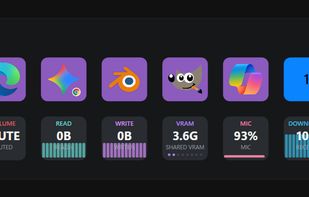 Customizable on-screen Deck with app launchers and system controls.