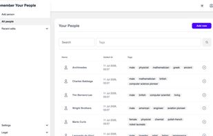 A clear overview of all your contacts in one place. Browse, search, and organize people while quickly accessing personal notes and relationship information.