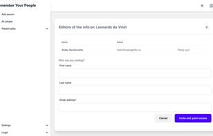 Manage access to your Remember Your People workspace by inviting others and controlling who can view and collaborate on your relationship information.