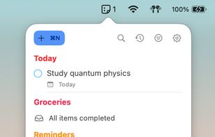 Reminders MenuBar app (Light Appearance)