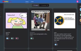The main feed, mixing original posts and remixes with sticker reactions