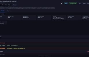 Details view: per-element diff cards plus dedicated panels for headings, 
links, iframes, Shadow DOM, and structured data
