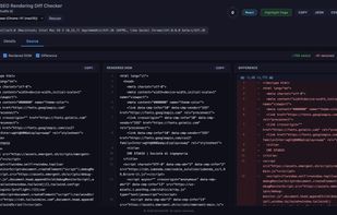 Source view: unified diff of raw HTML and rendered DOM, normalized to 
highlight only semantic differences (attribute order, quote style filtered out)