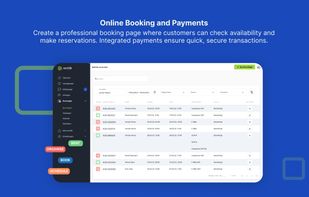 Online Booking and Payments. Create a professional booking page where customers can check availability and make reservations. Integrated payments ensure quick, secure transactions.