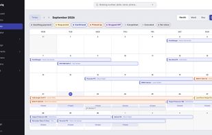 Every rental drawn as a bar across the days it occupies, coloured by status from awaiting payment through picked up to completed. The question a shared spreadsheet answers confidently and wrongly.