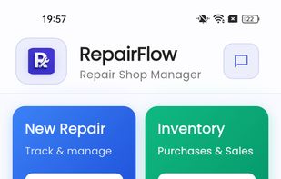 Dashboard with stats and recent repairs