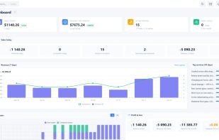 Real-time dashboard with sales, revenue, active repairs and top services
