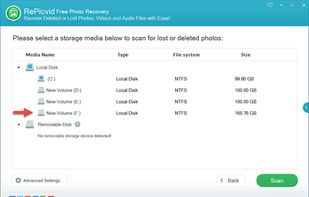 select a storage media on computer