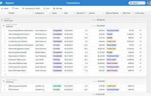 Display data in a table with grouping, filtering and sorting