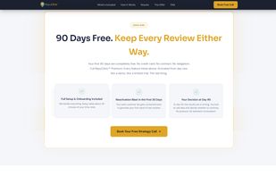 **90-Day Pilot and Pricing**
The 90-day free pilot costs $0 with no credit card required. Every review earned stays with the business. The Premium Plan is $197 per month with full feature access.