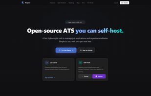 Reqcore homepage — the open-source ATS you can self-host or use on the cloud. Free to start, no per-seat fees, deployable via Docker or Railway in minutes.