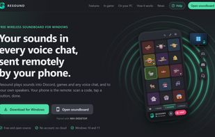 Landing page for https://getresound.app/ showing all the features of Resound.