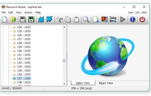 Once a resource file has been opened, its resources will generally be displayed as either an image (or group of images) or as decompiled text. Binary resources, usually images, can't be edited directly with Resource Hacker, but they can still be very easily exported and imported once they've been modified by an external image editor. (I see no benefit in duplicating what third-party image editors do so well.)
