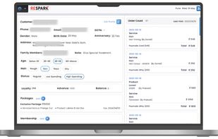 Respark CRM for salons (Customer Relationship Management) is a powerful tool to keep a track of your customer data to measure key metrics like customer return rate and preserve their personal information.