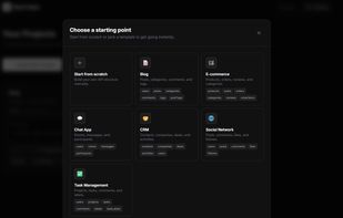 Selection of templates for a project, or start from scratch