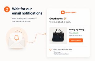 Email notification with a direct link to a Hermès product that is back in stock.