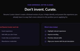 Page explaining the features of the website
