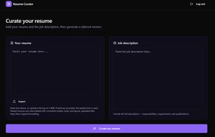 Main tool page of the website