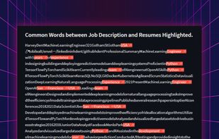 Common keywords between job descriptions and resume