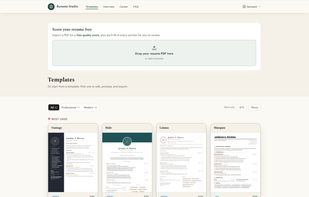 A gallery of ATS-friendly and photo templates, or import an existing resume PDF to start almost complete.