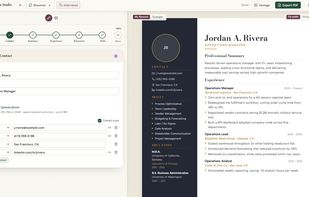 Live editor with a true-to-PDF preview: your content updates as you type, exactly as it exports.