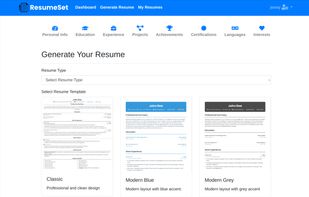 Create resume page