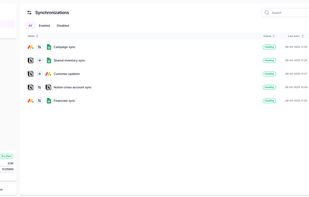 List of synchronization and statuses in resynced.io