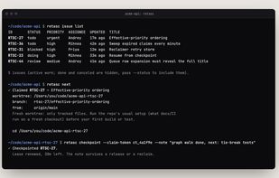 CLI: claim an issue into its own worktree, then leave a checkpoint