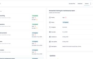 Actions in the success plan that are recommendations from the customer success team to the client.