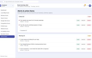 Your prioritized fix list of every issue hurting your local search rankings