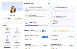 Set custom milestones for customers and encourage them to complete tasks to gain rewards through taking action.